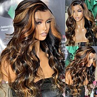 Honey Blonde 9X6 Body Wave Lace Front Wigs Human Hair 22 Inch 1B30 Highlight Ombre Body Wave Hd Transparent Lace Front Wigs Pre