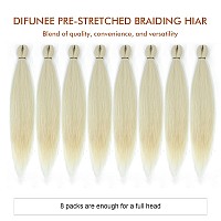 Difunee Prestretched Braiding Hair 20 Inch 8 Packs Offwhite Midlength Braiding Hair For Twist Or Box Braids Yaki Texture H