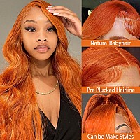 Otinid 32 Inch Ginger Lace Front Wigs Human Hair 13X4 Hd Lace Front Wigs Human Hair Pre Plucked Ginger Body Wave Human Hair Wig