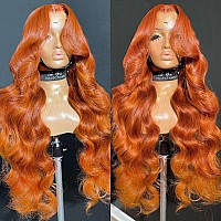 Otinid 32 Inch Ginger Lace Front Wigs Human Hair 13X4 Hd Lace Front Wigs Human Hair Pre Plucked Ginger Body Wave Human Hair Wig