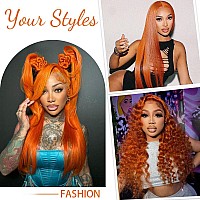 Otinid 32 Inch Ginger Lace Front Wigs Human Hair 13X4 Hd Lace Front Wigs Human Hair Pre Plucked Ginger Body Wave Human Hair Wig