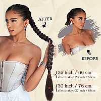 Sofeiyan Braid Pony Tail Fluffy Natural Soft Long Braid Ponytail Extension With Hair Tie Straight Sleek Wrap Around Hair Extensi