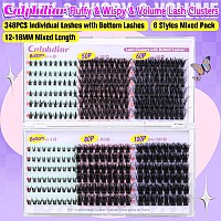 Calphdiar Eyelash Clusters Fluffy Lash Clusters With Bottom Lashes Thick Volume Cluster Eyelash Extensions 1218Mm Wispy Individ