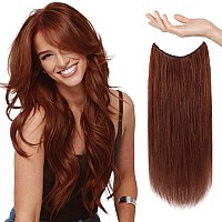 Sunny 80G Wire Hair Extensions Auburn Invisible Hair Extensions With Transparent Wire Human Hair Fish Line Hair Extensions Dark