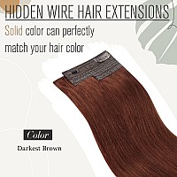 Sunny 80G Wire Hair Extensions Auburn Invisible Hair Extensions With Transparent Wire Human Hair Fish Line Hair Extensions Dark