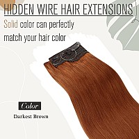 Sunny 80G Wire Hair Extensions Copper Invisible Wire Hair Extensions With Adjustable Clips Human Hair Extensions Wire Orange Cop