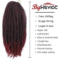 Byksvioc Byhair Afro Kinky Twist Crochet Hair Braids Marley Braid Hair 24Inch Burgundy Cuban Twist Braiding Hair 6Packs1Bbug