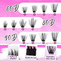 Yawamica Fluffy Eyelash Clusters Wispy Lash Extension 60D80D90D Thick Volume Individual Lashes 1218Mm Cluster Lashes D Curl C