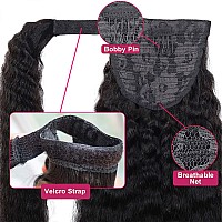 Ponytail Human Hair Extensions Magic Paste Extensions Kinky Straight Human Hair Afro Yaki Ponytail For Black Women Natural Black