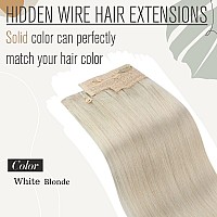 Sunny 24Inch Blonde Wire Hair Extensions With Clip Ins One Piece Hair Extensions With Secret Wire Platinum Blonde Secret Wire Ha