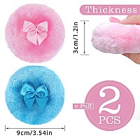 Sibba Large Fluffy Powder Puff 4 Inch Ultra Soft Washable Reusable Velour Face Body Powder Puff Loose Powder Puffs Wet Dry Make