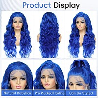 Blue Wig Human Hair 13X4 Blue Lace Front Wig Human Hair Pre Plucked Body Wave Blue Lace Front Wigs Human Hair 12A Blue Human Hai