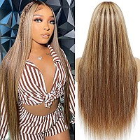 Ulrica Ombre Lace Front Wig Human Hair 30 Inch Straight 13X4 Hd Lace Front Wigs Human Hair Pre Plucked P427 Brown Colored Honey