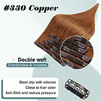 Full Shine Clip In Hair Extensions Real Human Hair 7Pcs Human Hair Clip In Extensions Copper Orange Clip In Human Hair Extension