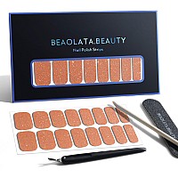 Beaolata Nail Polish Strips 32 Nail Wraps Nail Stickers Gel Nail Strips Easy Apply Remove Long Lasting Salon Quality Gol