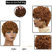 Pixie Cut Wigs Short Pixie Brown Wigs For Women Short Curly Hair Layered Wavy Pixie Wigs With Bangs Auburn Curly Hair Wigs Short