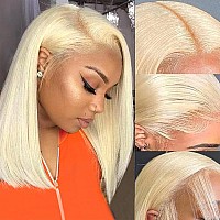 Blonde Bob Wig Human Hair 613 Lace Front Wig Human Hair 180 Density 13X4 Hd Lace Frontal Wigs Human Hair Pre Plucked With Baby