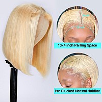 Blonde Bob Wig Human Hair 613 Lace Front Wig Human Hair 180 Density 13X4 Hd Lace Frontal Wigs Human Hair Pre Plucked With Baby