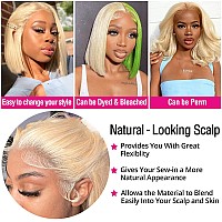 Blonde Bob Wig Human Hair 613 Lace Front Wig Human Hair 180 Density 13X4 Hd Lace Frontal Wigs Human Hair Pre Plucked With Baby