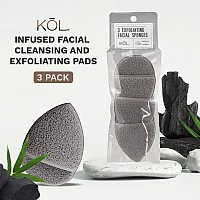 Kol Face Scrubber Premium Charcoal And Vitamin E Infused Facial Cleansing And Exfoliating Pads For Daily Face Cleaning And Make