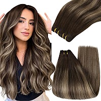 Youngsee Sew In Hair Extensions Balayage Human Hair Weft Extensions Brown Sew In Hair Extensions Human Hair Dark Brown Fading To