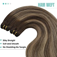 Youngsee Sew In Hair Extensions Balayage Human Hair Weft Extensions Brown Sew In Hair Extensions Human Hair Dark Brown Fading To