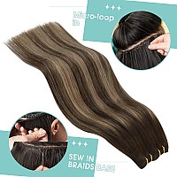 Youngsee Sew In Hair Extensions Balayage Human Hair Weft Extensions Brown Sew In Hair Extensions Human Hair Dark Brown Fading To