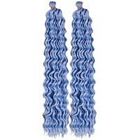 Sky Blue Deep Wave Crochet Hair For Boho Braids Bohemian Braiding Hair