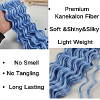 Sky Blue Deep Wave Crochet Hair For Boho Braids Bohemian Braiding Hair