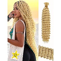 613 Blonde Braiding Hair 100G 18 Inch Deep Water Wave Bulk Human Hair For Braiding No Weft Bundle Brazilian Virgin Curly Human H