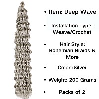 Silver Deep Wave Crochet Hair For Boho Braids Bohemian Braiding Hair