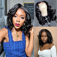 Ahaisy Wear And Go Glueless Short Bob Wig Human Hair Pre Plucked Pre Cut Body Wave Lace Front Wigs For Black Women No Glue 4X4 L