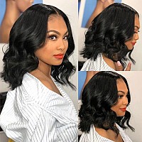 Ahaisy Wear And Go Glueless Short Bob Wig Human Hair Pre Plucked Pre Cut Body Wave Lace Front Wigs For Black Women No Glue 4X4 L