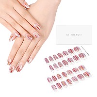 Danni Toni Semi Cured Gel Nail Strips Multicolored Glitters Glittered Harmony Red Gold Purple Gel Nail Stickers Transparent