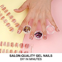 Danni Toni Semi Cured Gel Nail Strips Multicolored Glitters Glittered Harmony Red Gold Purple Gel Nail Stickers Transparent