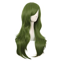 Mapofbeauty 28 Inch70 Cm Women Side Bangs Long Curly Hair Cosplay Synthetic Wig Olive Green