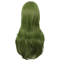 Mapofbeauty 28 Inch70 Cm Women Side Bangs Long Curly Hair Cosplay Synthetic Wig Olive Green