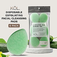 Kol Face Scrubber Cucumber Infused Exfoliating Facial Cleansing Pads Disposable Exfoliator Face Sponge For Daily Face Cleaning