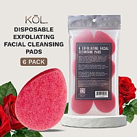 Kol Face Scrubber Rose Infused Exfoliating Facial Cleansing Pads Disposable Exfoliator Face Sponge For Daily Face Cleaning And