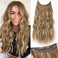 Kookastyle Invisible Wire Hair Extensions With Transparent Headband Adjustable Size 4 Secure Clips Long Wavy Secret Wire Hairpie