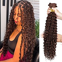 Chocolate Brown Braiding Hair 100G 24 Inch Deep Water Wave Bulk Human Hair For Braiding 2 Bundle 10A Brazilian Virgin Curly Hair