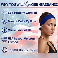 Styla Hair Headbands For Women Stretch Fashion Jersey Headbands 10 Pack Nonslip Head Wraps Great For Spa Sports Yoga Pilates