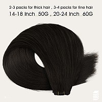 Full Shine Genius Weft Hair Extensions Human Hair Color Jet Black Hair Extensions For Women Hand Tied Weft Extensions Soft Silky