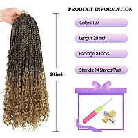 Goddess Box Braids Crochet Hair With Curly Ends 20 Inch Bohomian Box Braids Crochet Braids 8 Packs 3X Crochet Braids Synthetic B