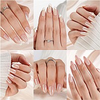 6 Packs Press On Nails Almond Misssix French Tip Press On Nails Short And Medium Reusable 3D Glue On Nails Gel Fake Nails For