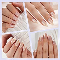 6 Packs Press On Nails Almond Misssix French Tip Press On Nails Short And Medium Reusable 3D Glue On Nails Gel Fake Nails For