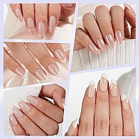 6 Packs Press On Nails Almond Misssix French Tip Press On Nails Short And Medium Reusable 3D Glue On Nails Gel Fake Nails For