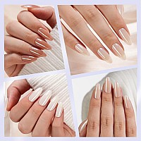 6 Packs Press On Nails Almond Chrome Misssix French Tip Press On Nails Short Reusable Glue On Nails Gel Fake Nails For Women