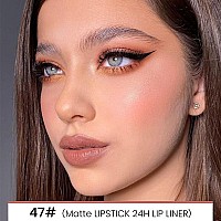 Evpct 1Pcs Fairest Nude Velvet Matte Lip Liner And Lipstick Combo Set Kit For Women Dnm Magic 24 Hours Lipstick And Lip Liner M