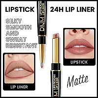 Evpct 1Pcs Fairest Nude Velvet Matte Lip Liner And Lipstick Combo Set Kit For Women Dnm Magic 24 Hours Lipstick And Lip Liner M